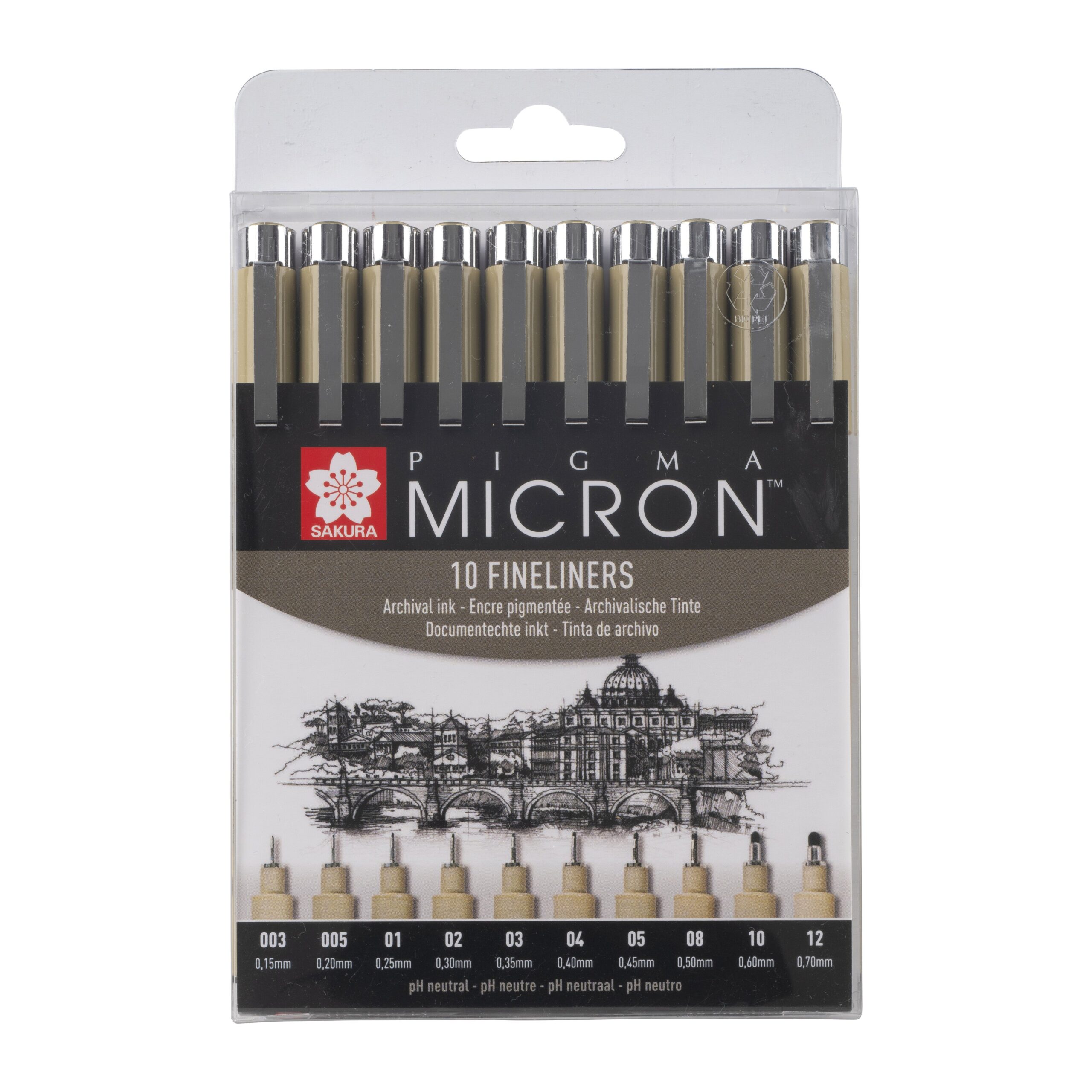 Fineliner sakura pigma micron 10 breedtes zwart 1 Fineliner sakura pigma micron 10 breedtes zwart
