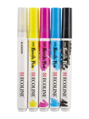 Brushpen talens ecoline set 5 stuks primair