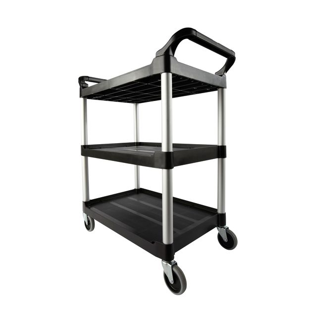 Serveerwagen rubbermaid met 10cm zwenkwielen zwart 1 Serveerwagen rubbermaid met 10cm zwenkwielen zwart