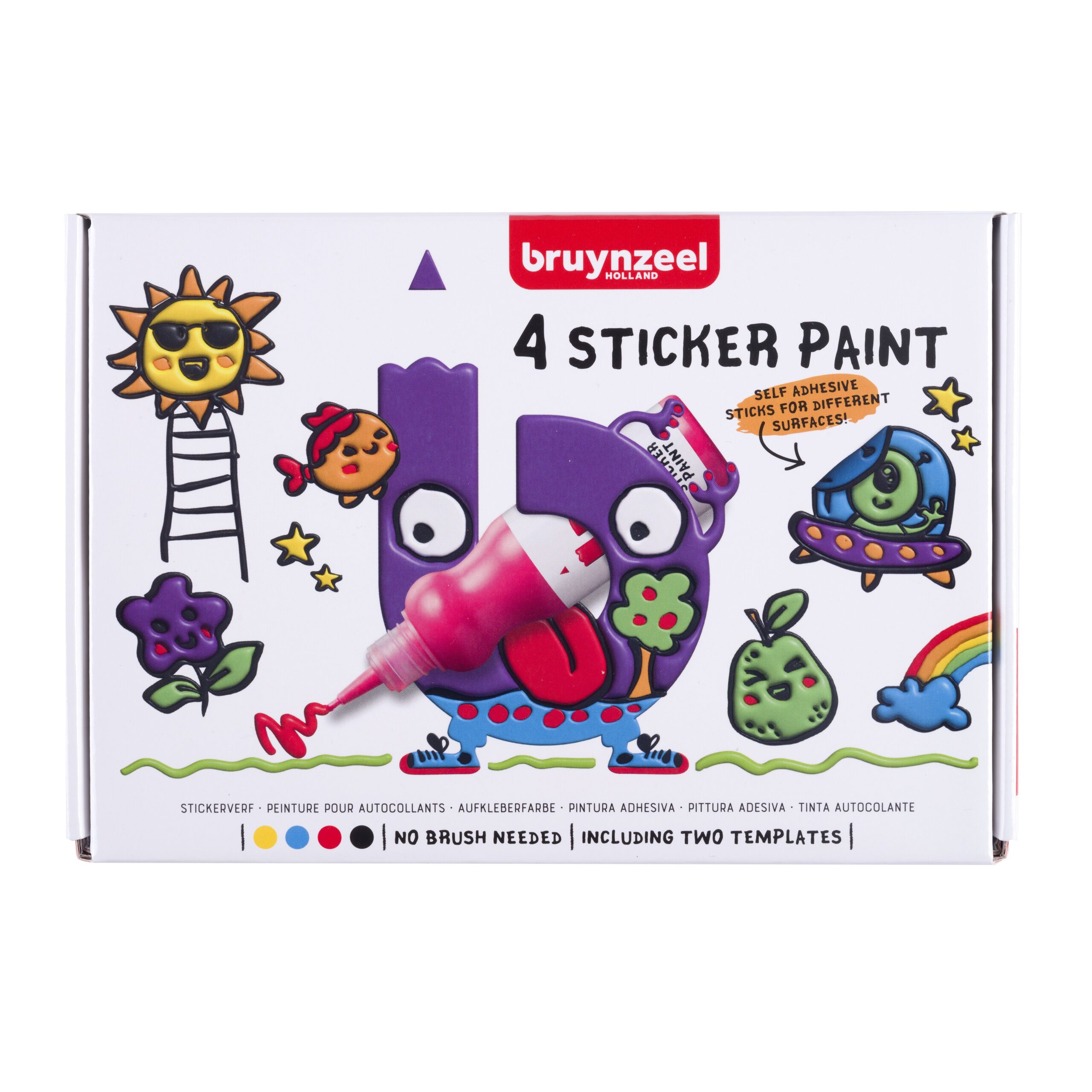 Stickerverf bruynzeel met 2 sjablonen 4st ass 1 Stickerverf bruynzeel met 2 sjablonen 4st ass