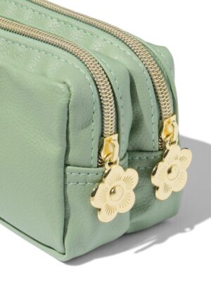 HEMA HEMA Etui 20x9x7cm Kunstleer Met Dubbele Rits (groen)