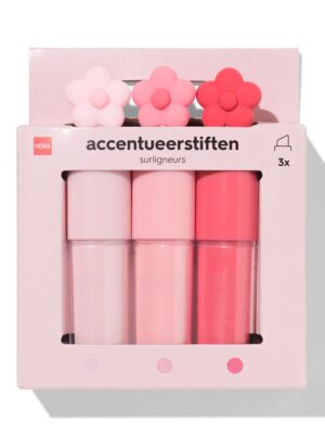 HEMA HEMA Mini Markeerstiften 10.9x2.2cm Bloem - 3 Stuks (roze)
