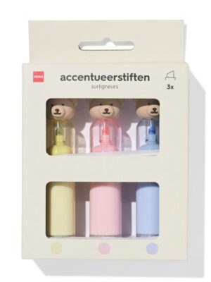 HEMA HEMA Mini Markeerstiften Met Stempel Beer - 3 Stuks (multicolor)