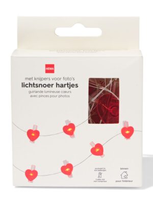HEMA HEMA Lichtsnoer 2m Met 13 Lampjes En Fotohouder (rood)