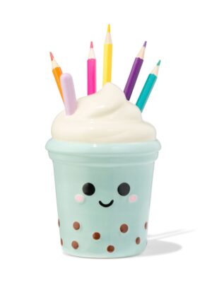 HEMA HEMA Pennenbak 8.5x8.5x14cm Keramiek Bubbletea (multicolor)