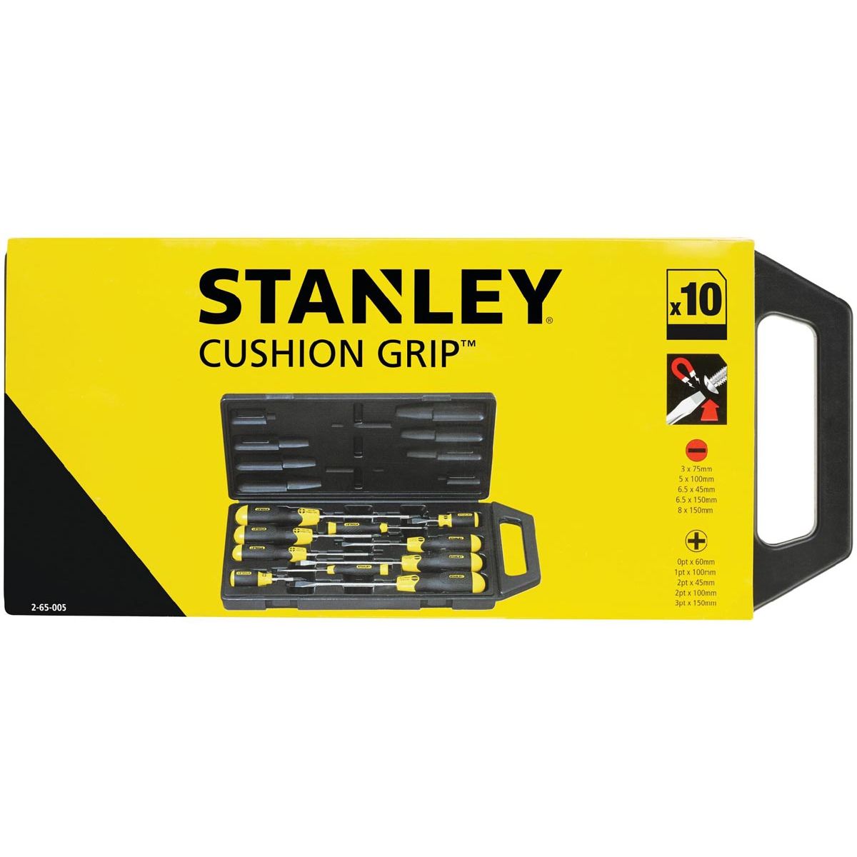 Stanley schroevendraaier Cushion Grip, set van 10 stuks 1 Stanley schroevendraaier Cushion Grip, set van 10 stuks