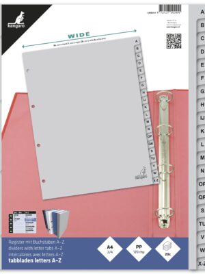 Tabblad kangaro a4 4r 20dlg az breed pp grijs | 10 stuks