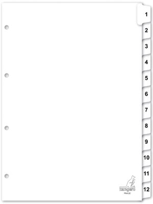 Tabblad kangaro 4r pk412c nr 1 12 wit karton