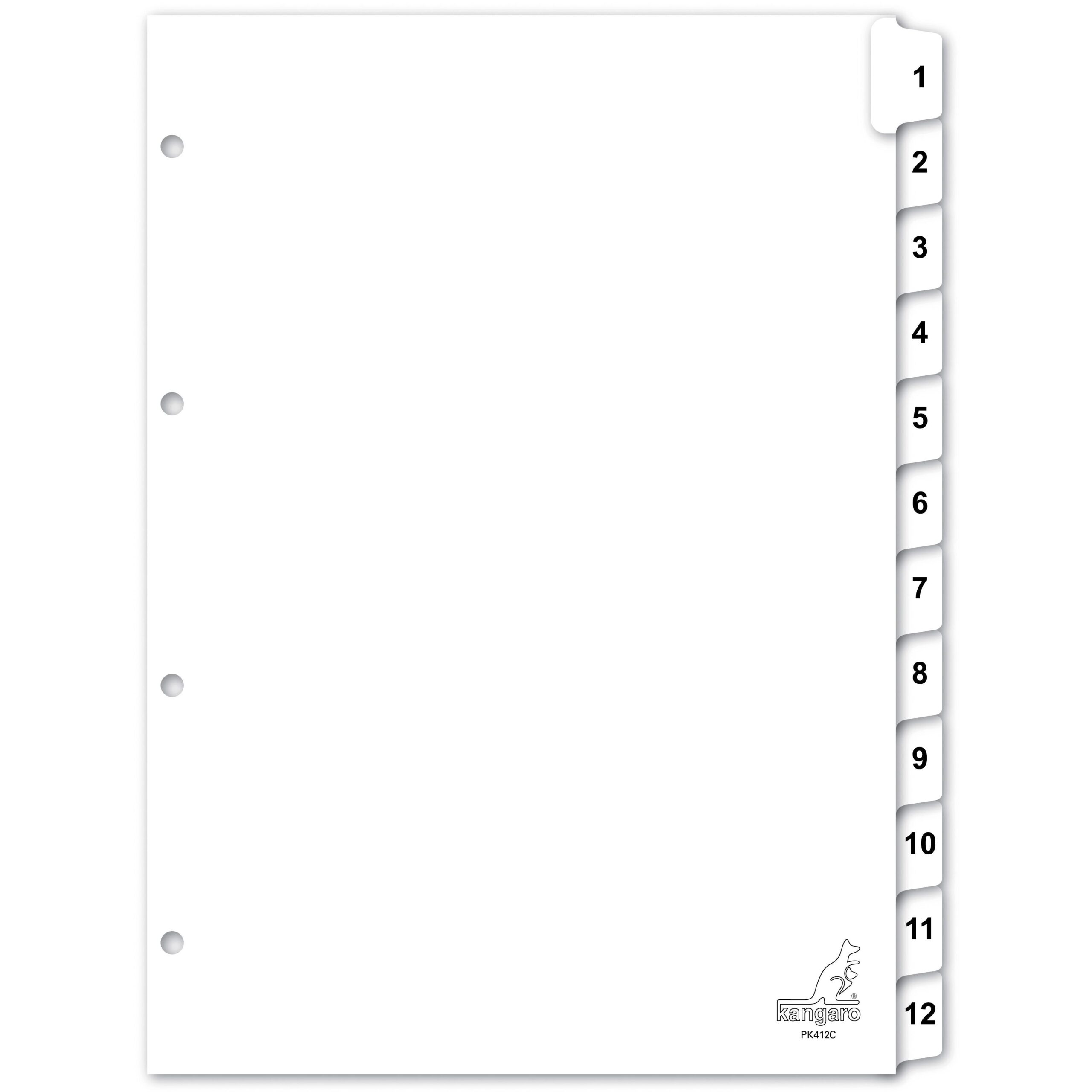 Tabblad kangaro 4r pk412c nr 1 12 wit karton | 18 stuks 1 Tabblad kangaro 4r pk412c nr 1 12 wit karton | 18 stuks
