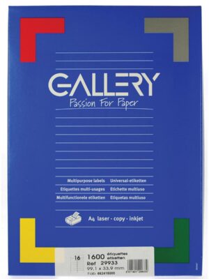Gallery witte etiketten ft 99,1 x 33,9 mm (b x h), ronde hoeken, doos van 1.600 etiketten