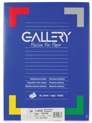 Gallery witte etiketten ft 99,1 x 38,1 mm (b x h), ronde hoeken, doos van 1.400 etiketten