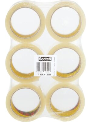 Scotch geluidsarme verpakkingstape, ft 50 mm x 66 m, transparant, pak van 6 rollen