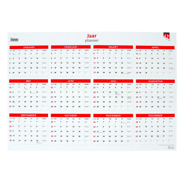 Jaarplankalender 2027 quantore 48x68cm 1 Jaarplankalender 2027 quantore 48x68cm