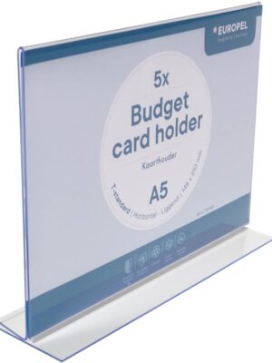 Europel folderhouder Budget, met T-voet, ft A5, liggend, pak van 5 stuks