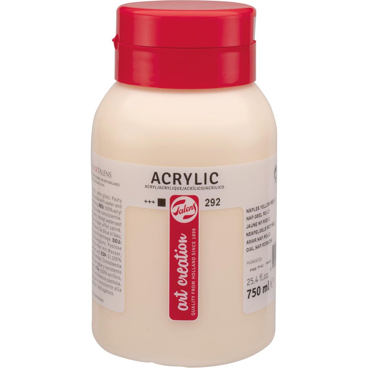 Talens Art Creation acrylverf flacon van 750 ml, napelsgeel rood licht 1 Talens Art Creation acrylverf flacon van 750 ml, napelsgeel rood licht