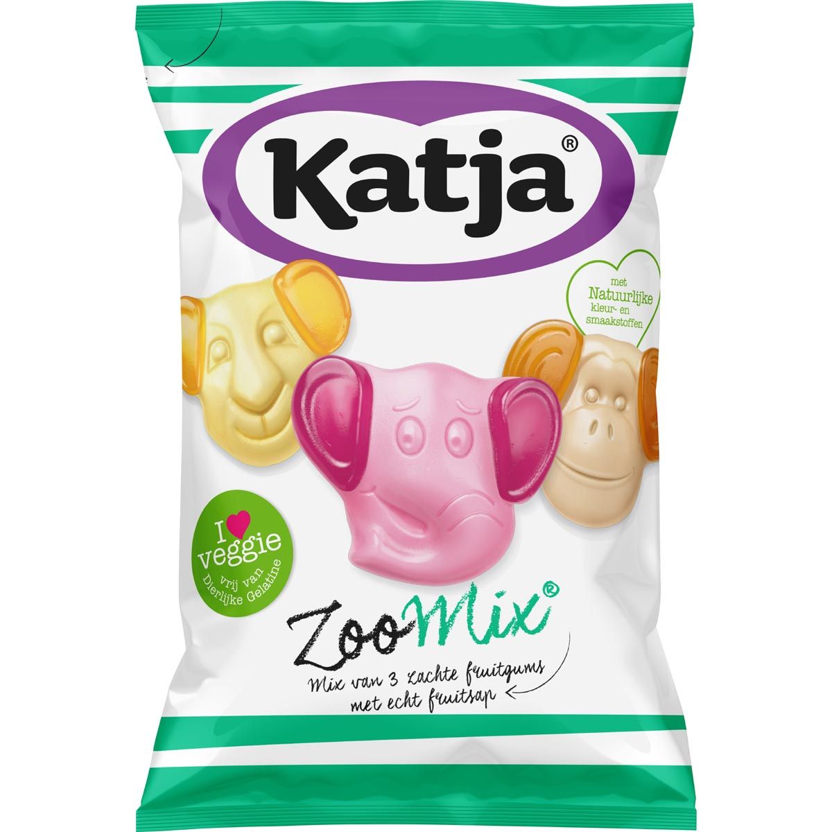 Katja Zoo Mix snoep, mix van 3 zachte fruitgums met echt fruitsap, zak van 255 g 1 Katja Zoo Mix snoep, mix van 3 zachte fruitgums met echt fruitsap, zak van 255 g