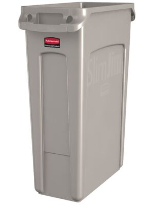 Afvalbak rubbermaid slim jim vented 87l grijs