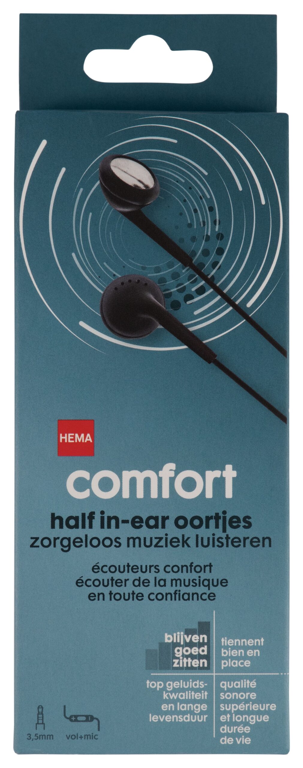 HEMA HEMA Oortelefoon Half In-ear Comfort Zwart 1 HEMA HEMA Oortelefoon Half In-ear Comfort Zwart