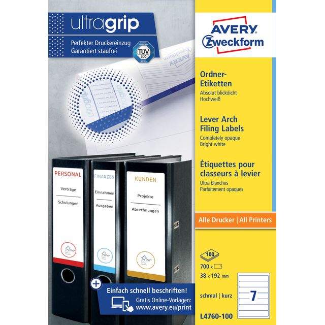 Rugetiket avery smal 38x192mm zelfklevend wit | 5 stuks 1 Rugetiket avery smal 38x192mm zelfklevend wit | 5 stuks