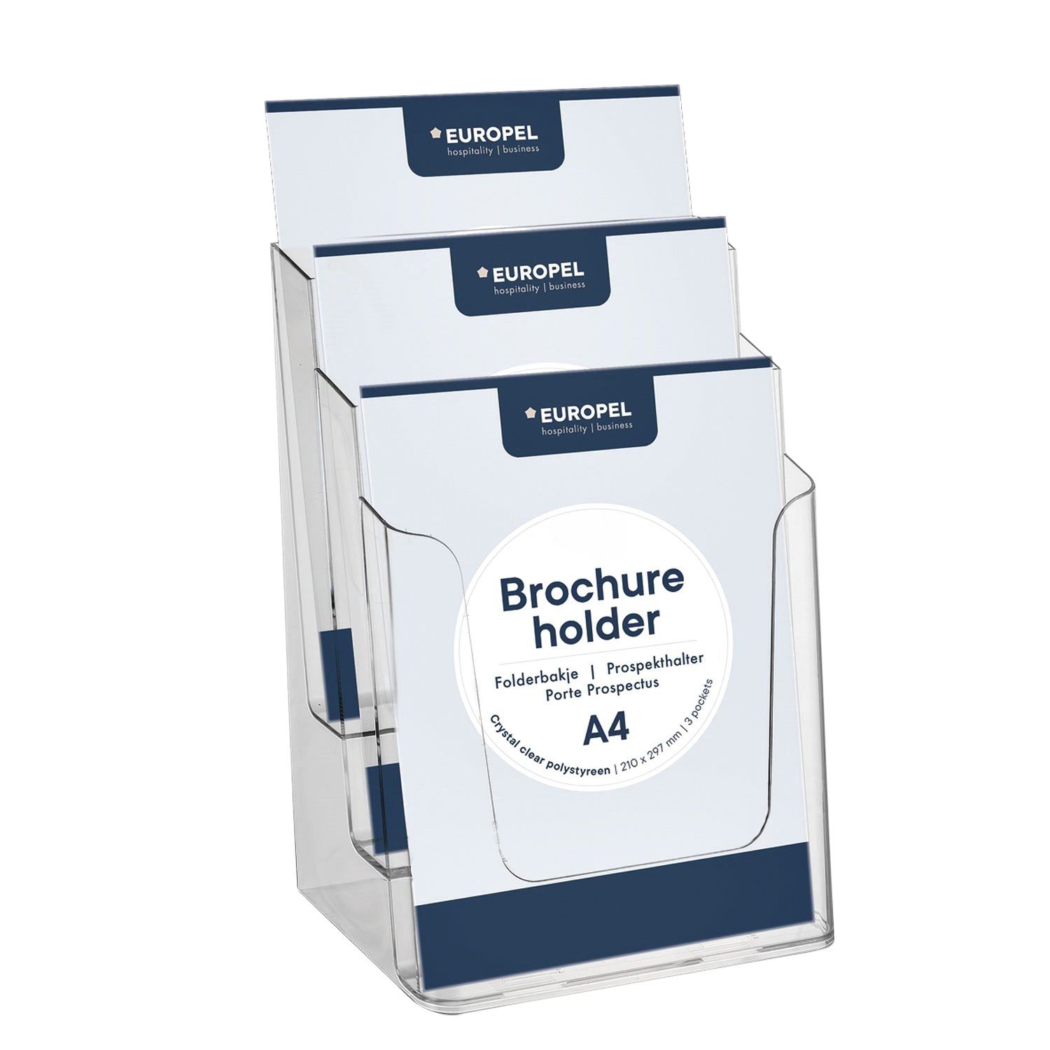 Folderhouder europel 3 vaks a4 acryl 1 Folderhouder europel 3 vaks a4 acryl