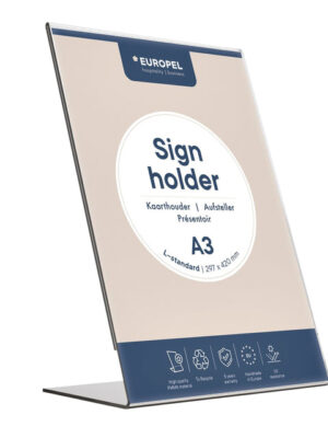 Kaarthouder europel a3 l-standaard staand acryl