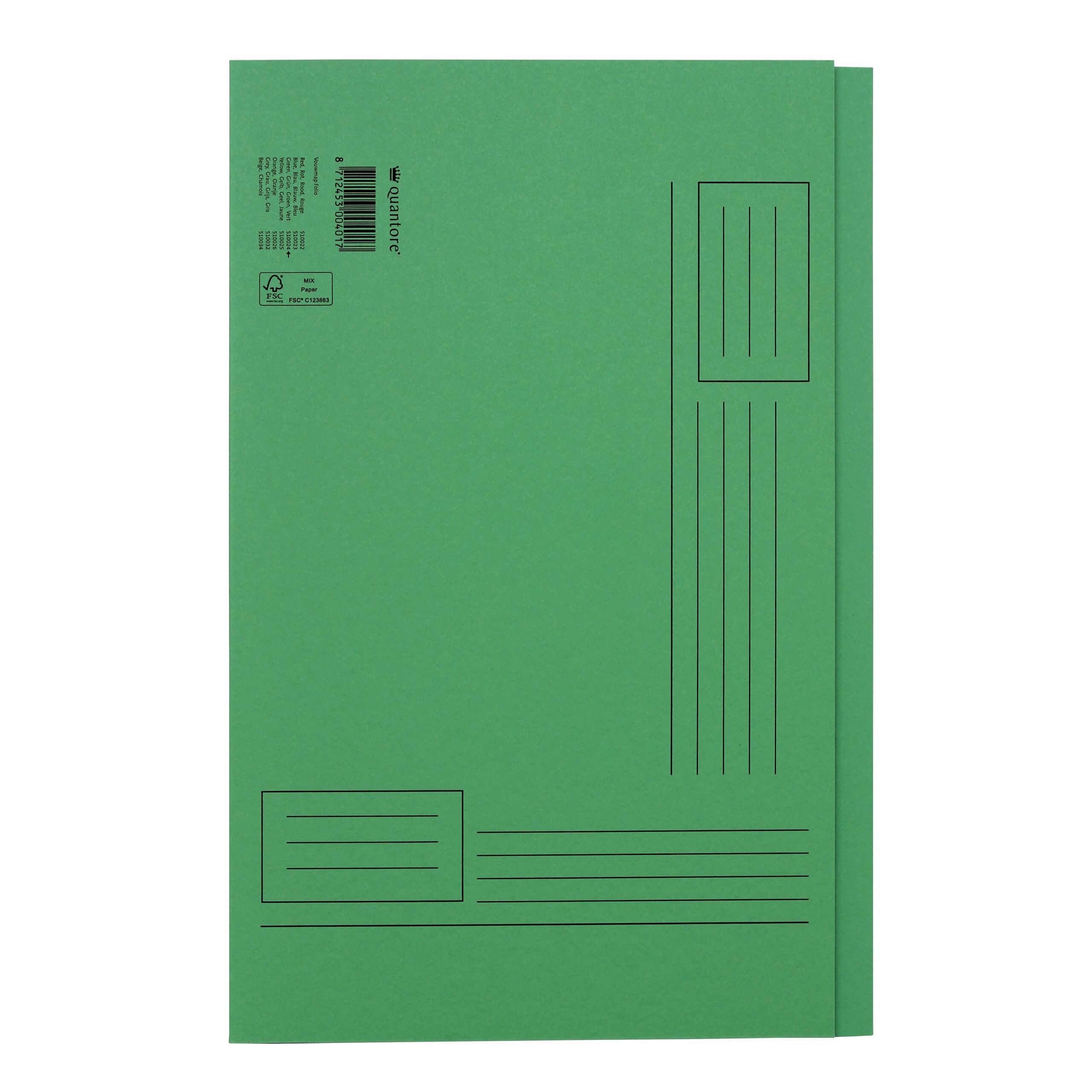 Vouwmap quantore fo ongelijke zijde 250gr groen 1 Vouwmap quantore fo ongelijke zijde 250gr groen