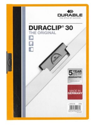 Klemmap durable duraclip a4 3mm 30v oranje | 25 stuks