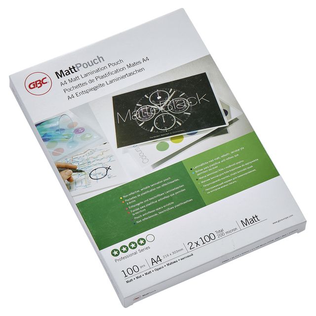 GBC Matt Lamineerhoezen A4 2x100 micron (100) 1 GBC Matt Lamineerhoezen A4 2x100 micron (100)
