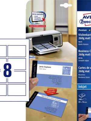 Visitekaart avery c32015-25 85x54mm mat 200st