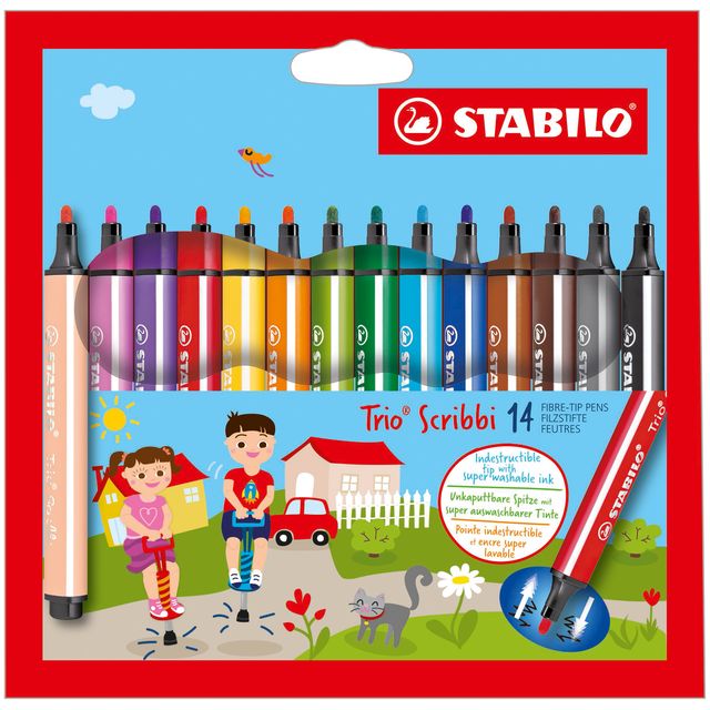 Viltstift stabilo trio scribbi 368/14 14st assorti | 3 stuks 1 Viltstift stabilo trio scribbi 368/14 14st assorti | 3 stuks
