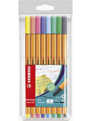 Fineliner stabilo point 88/8 f pastel ass 8st | 10 stuks