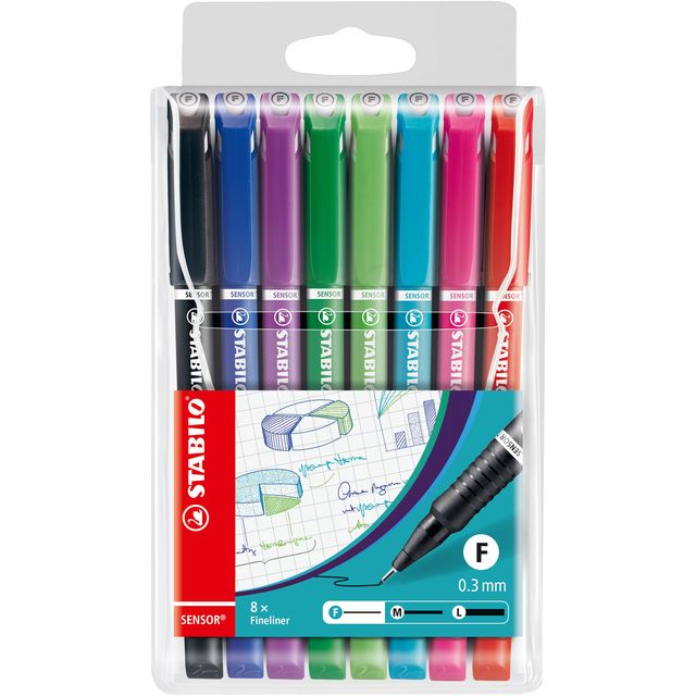 STABILO SENSOR, Fineliner, Fijn 0.3 mm, Met Meeverende Schrijfpunt, Etui Met 8 Kleuren 1 STABILO SENSOR, Fineliner, Fijn 0.3 mm, Met Meeverende Schrijfpunt, Etui Met 8 Kleuren