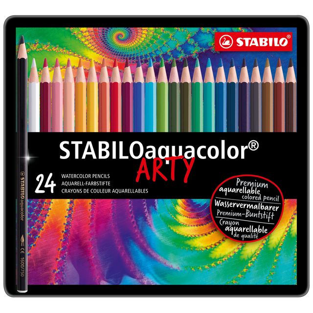 Kleurpotlood stabilo 1624 aquacolor blik 24st ass | 5 stuks 1 Kleurpotlood stabilo 1624 aquacolor blik 24st ass | 5 stuks