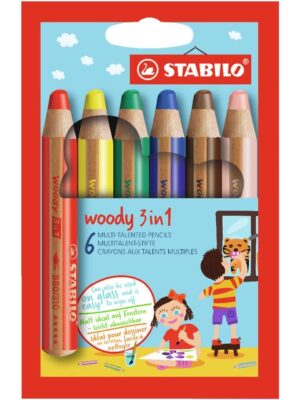 Kleurpotlood stabilo 880 woody 3 in 1 6st assorti | 5 stuks