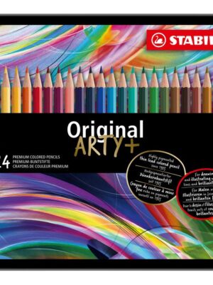 STABILO Original, kleurpotlood, voor haarfijne lijnen, met elastische kern, metalen etui met 24 kleuren