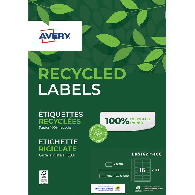 Etiket avery lr7162-100 99.1x33.9mm wit 1600st | 5 stuks 1 Etiket avery lr7162-100 99.1x33.9mm wit 1600st | 5 stuks