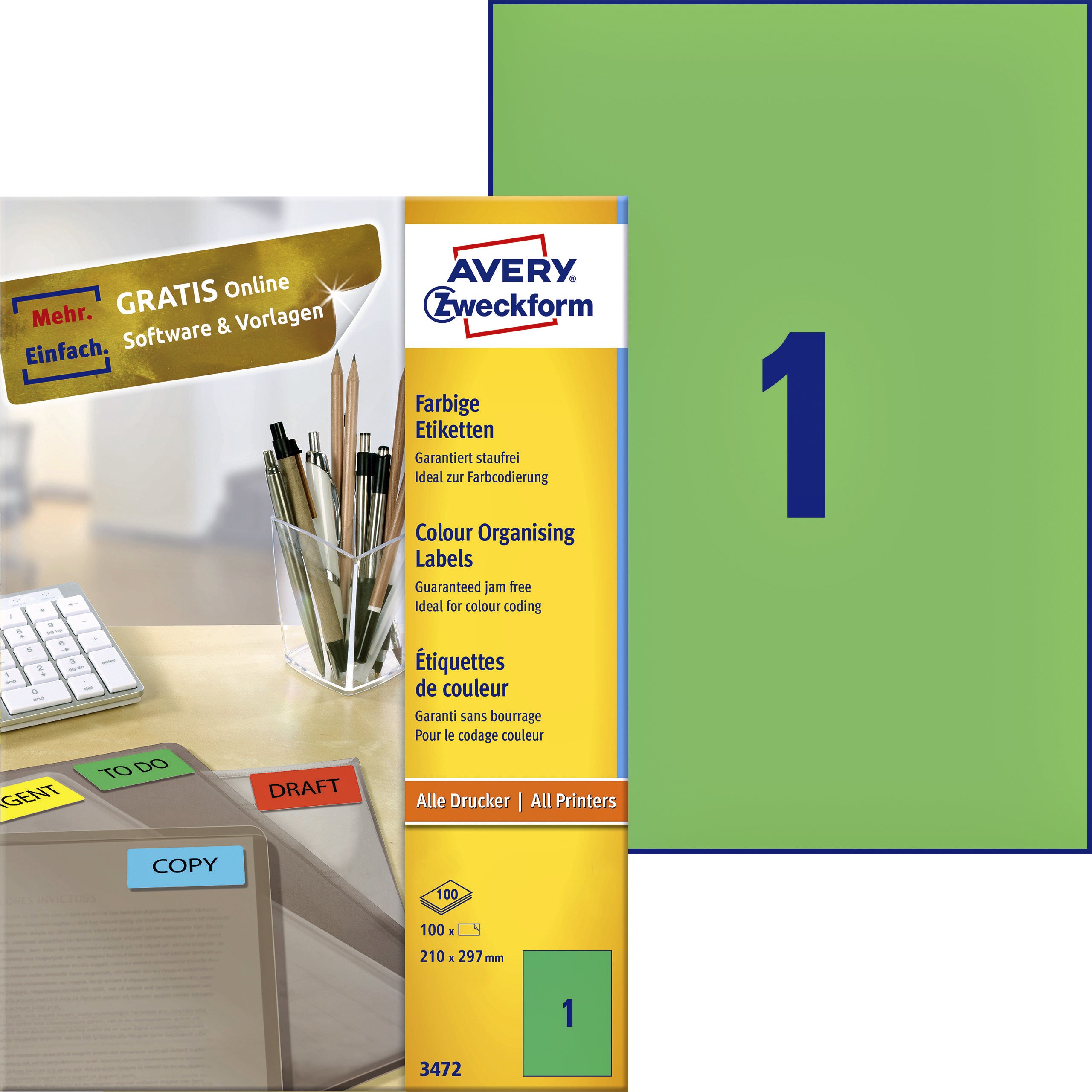 Etiket avery 3472 210x297mm a4 groen 100st 1 Etiket avery 3472 210x297mm a4 groen 100st