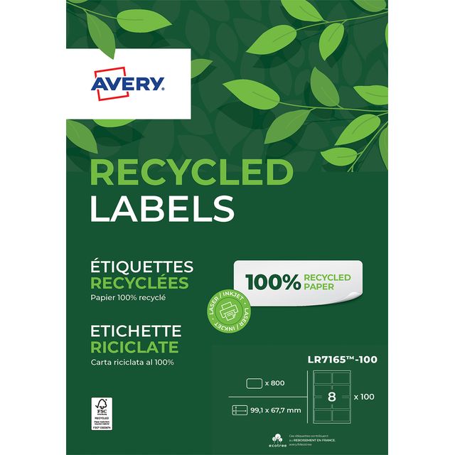 Etiket avery lr7165-100 99.1x67.7mm wit 800st | 5 stuks 1 Etiket avery lr7165-100 99.1x67.7mm wit 800st | 5 stuks