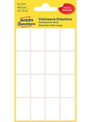 Etiket avery 3074 29x18mm wit 96st | 10 stuks