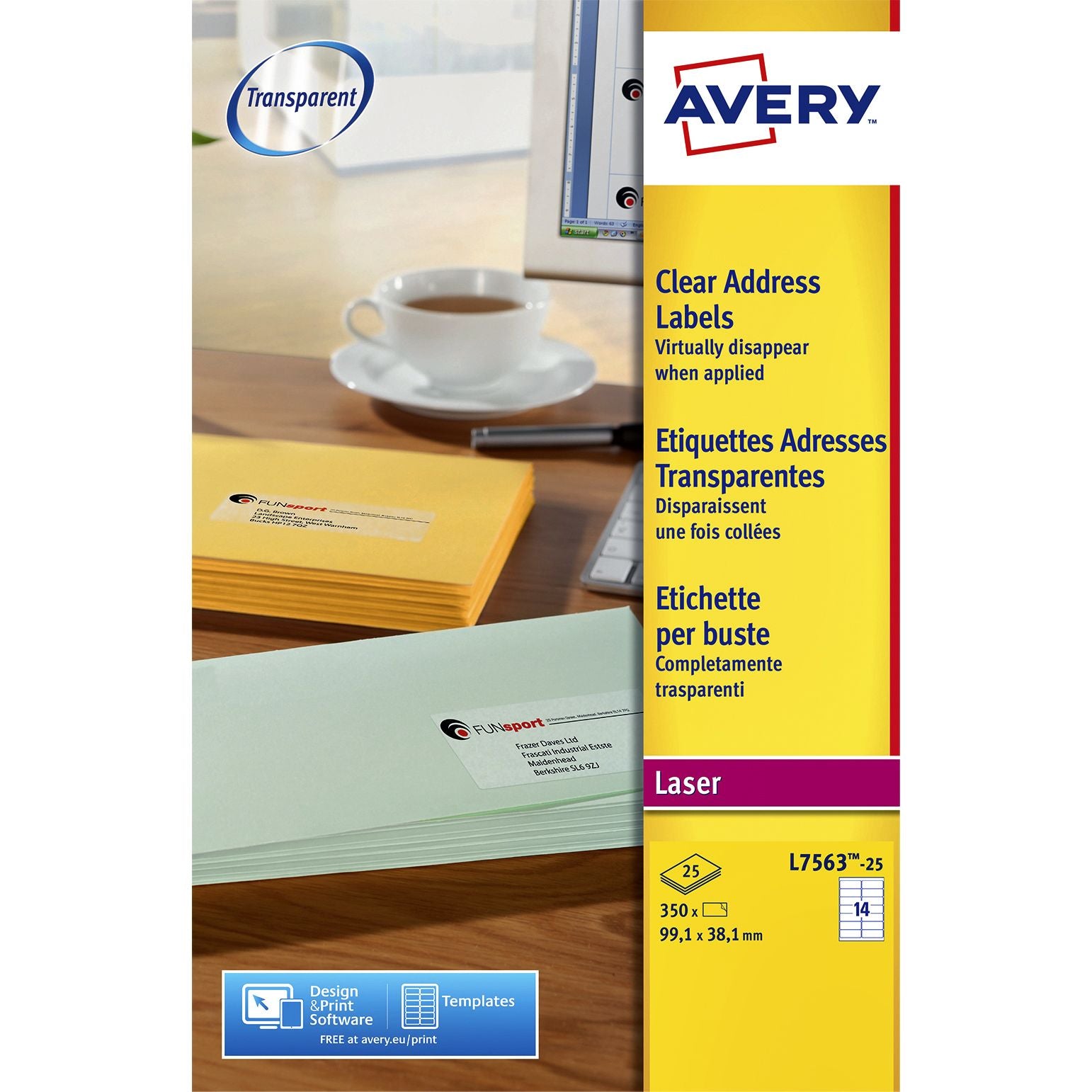 Etiket avery l7563 99.1x38.1mm tr 350st 1 Etiket avery l7563 99.1x38.1mm tr 350st
