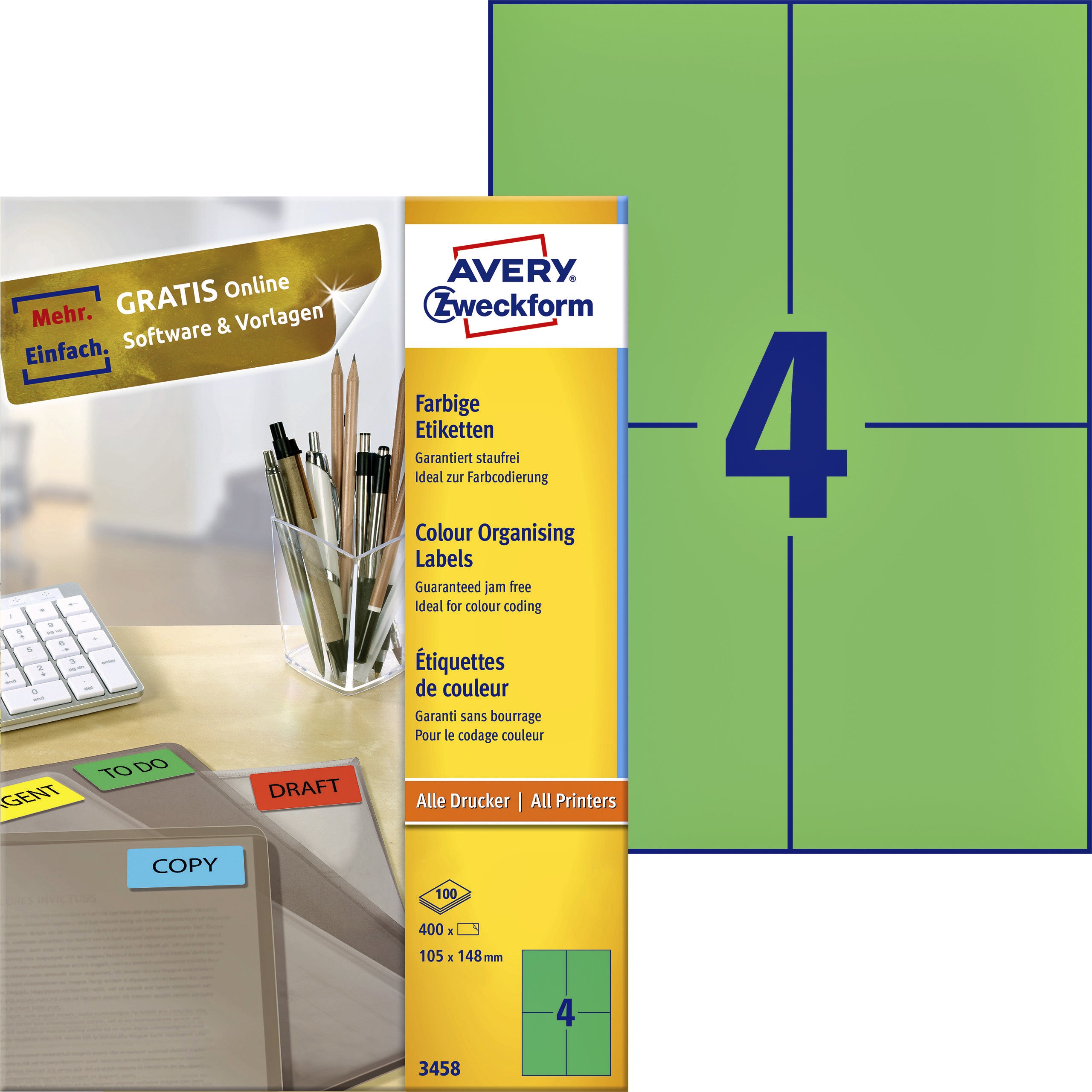 Etiket avery 3458 105x148mm a6 groen 400st 1 Etiket avery 3458 105x148mm a6 groen 400st