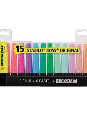 Markeerstift stabilo boss bureauset 70/15 15st ass | 5 stuks