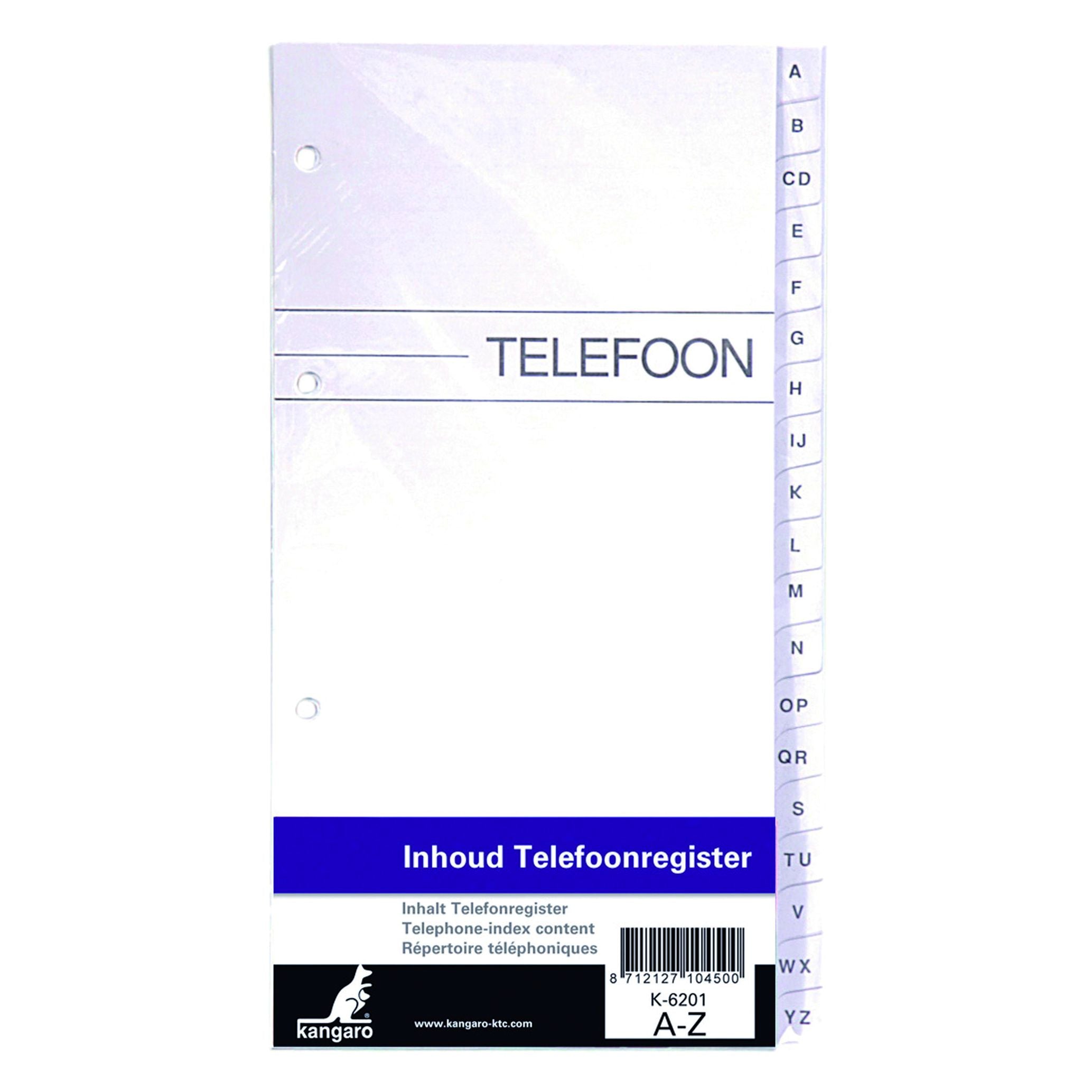 Telefoonregister navulling kan a-z 200x100mm 4r 1 Telefoonregister navulling kan a-z 200x100mm 4r