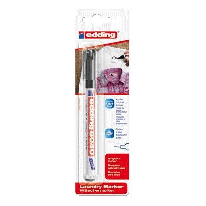 Wasgoedmarker edding 8040 rond 1mm zwart blister 1 Wasgoedmarker edding 8040 rond 1mm zwart blister