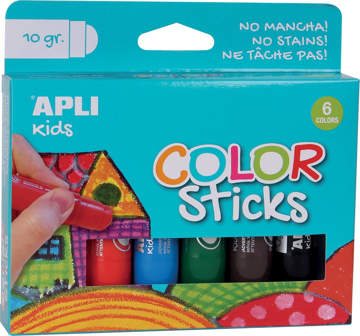 Apli Kids plakkaatverf Color sticks, blister met 6 stuks 1 Apli Kids plakkaatverf Color sticks, blister met 6 stuks
