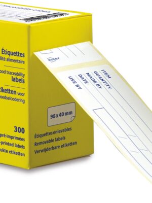 Avery etiketten voedselcodering, HACCP, ft 98 x 40 mm, dispenser van 300 afscheurbare etiketten, Engels