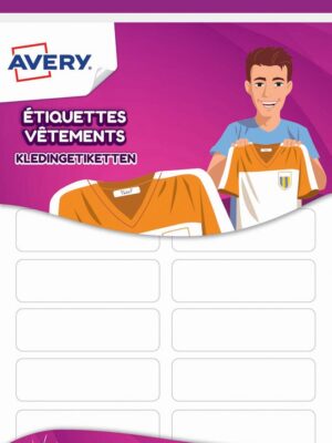 Avery Family kledingetiketten, ft 4,5 x 1,3 cm, wit, ophangbare etui met 36 etiketten