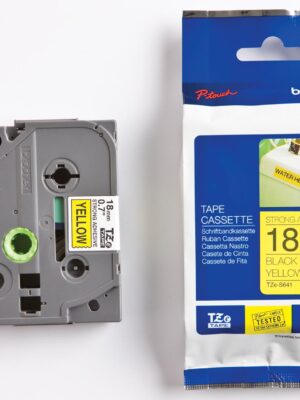 Brother TZe tape voor P-Touch 18 mm, zwart op geel, extra klevend