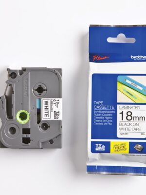 Brother TZe tape voor P-Touch 18 mm, zwart op wit