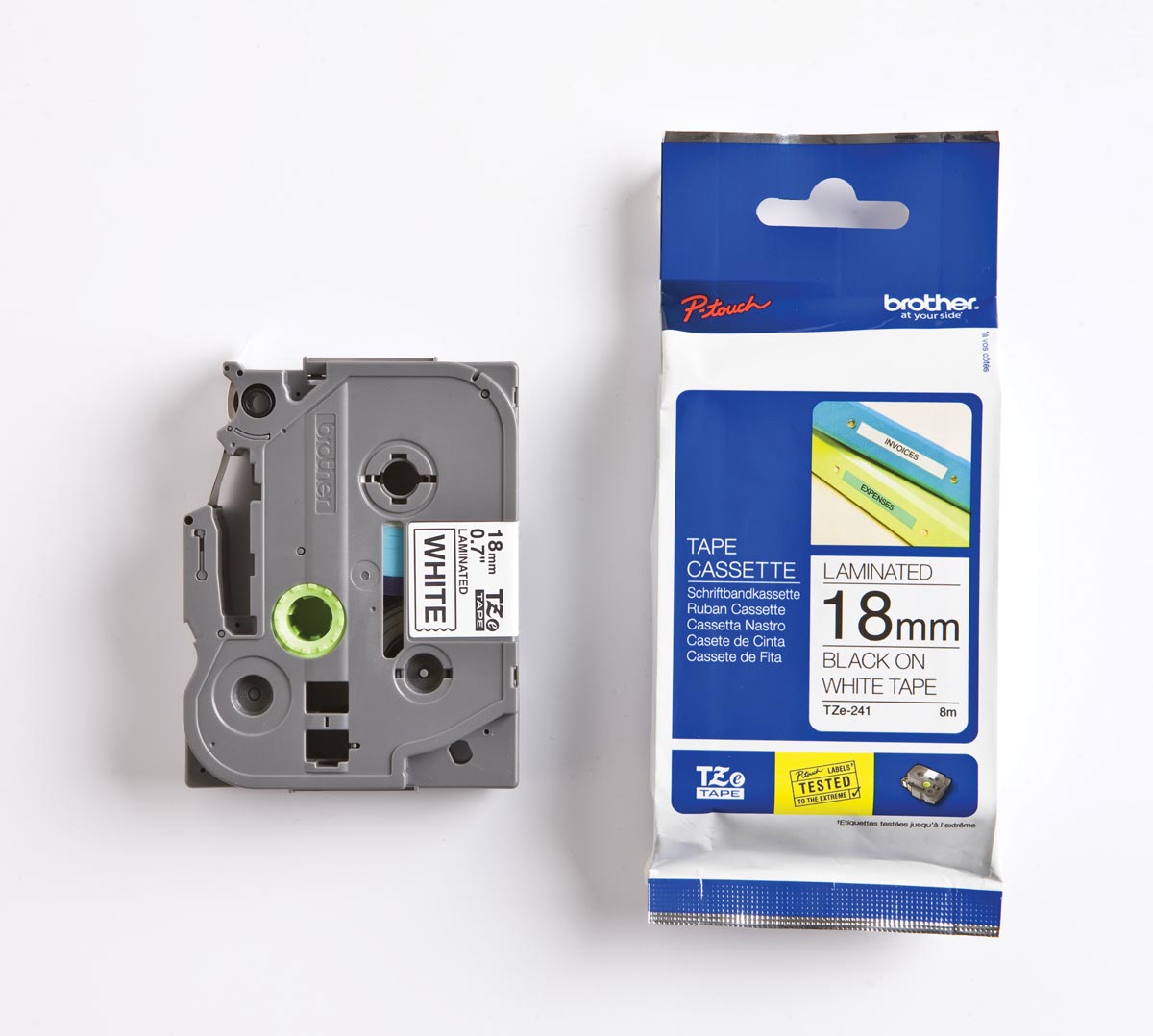 Brother TZe tape voor P-Touch 18 mm, zwart op wit 1 Brother TZe tape voor P-Touch 18 mm, zwart op wit